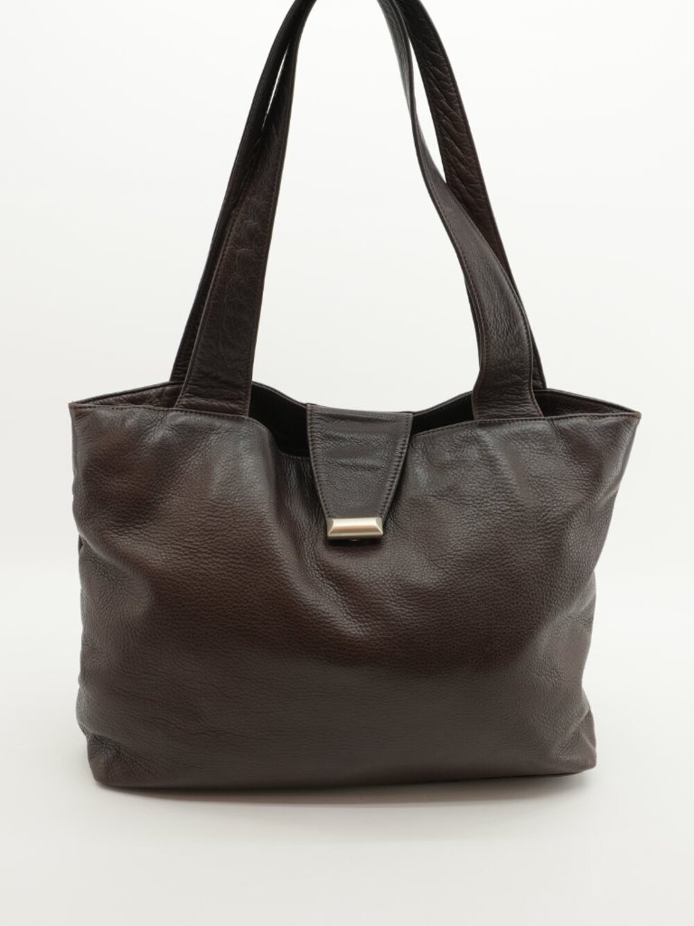 Large Leather Tote School Office Weekender Bag 90s Satchel Brown Travel Purse - Picture 3 of 15